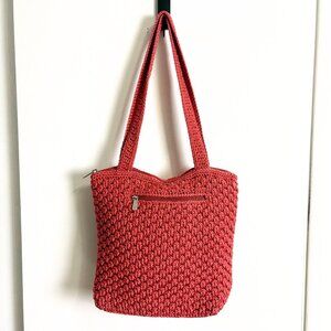 The Sak rose crocheted shoulder bag with outside pocket